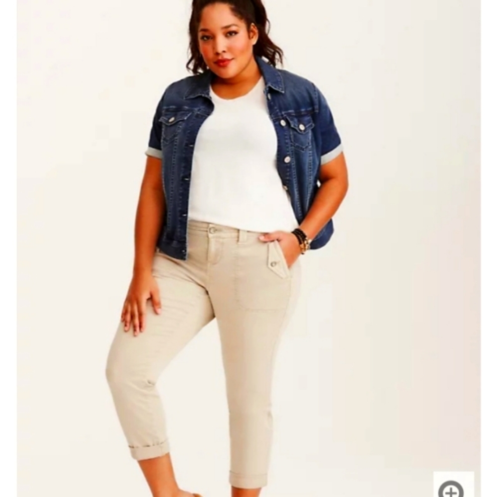 NWT Cropped Military Pants - Stone Wash